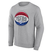 Fanatics Heathered Gray Philadelphia 76ers True Classics Vint Pullover Sweatshirt