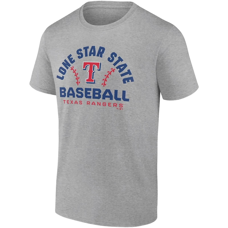 Fanatics Heathered Gray Texas Rangers Iconic Go for Two T-Shirt