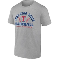 Fanatics Heathered Gray Texas Rangers Iconic Go for Two T-Shirt