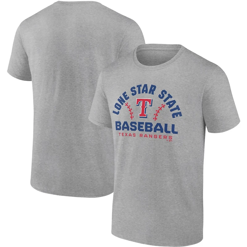 Fanatics Heathered Gray Texas Rangers Iconic Go for Two T-Shirt