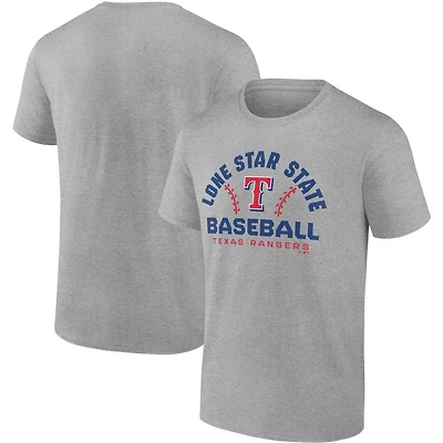 Fanatics Heathered Gray Texas Rangers Iconic Go for Two T-Shirt