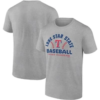 Fanatics Heathered Gray Texas Rangers Iconic Go for Two T-Shirt