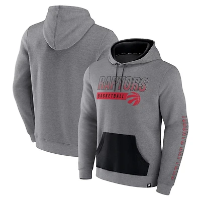 Fanatics Heathered Gray Toronto Raptors Off The Bench Color Block Pullover Hoodie