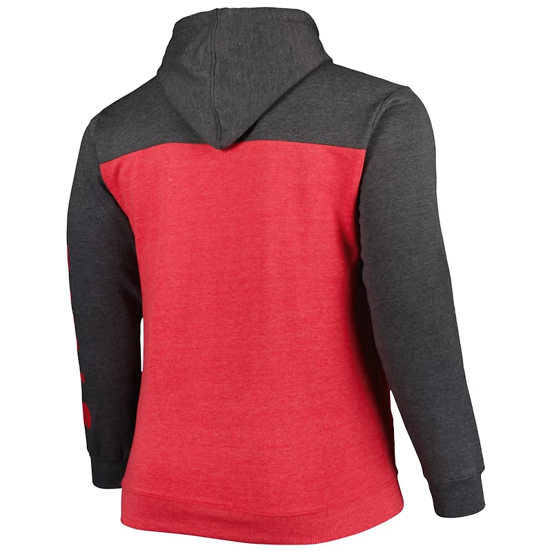 Fanatics Heathered /Heathered Black Chicago Bulls Big  Tall Down and Distance Full-Zip Hoodie