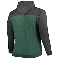 Fanatics Heathered Hunter /Heathered Black Milwaukee Bucks Big  Tall Down and Distance Full-Zip Hoodie