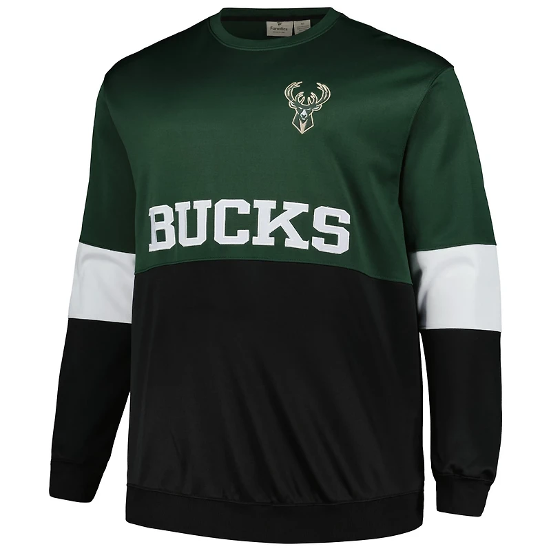 Fanatics Hunter /Black Milwaukee Bucks Big  Tall Split Pullover Sweatshirt