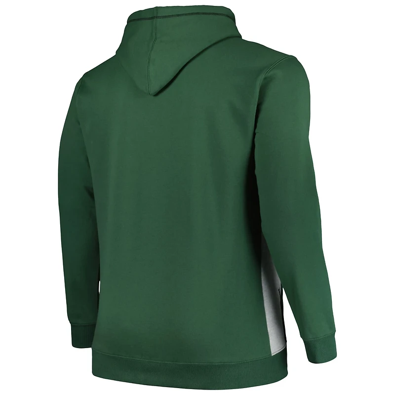 Fanatics Hunter /Heather Gray Milwaukee Bucks Big  Tall Contrast Pieced Stitched Full-Zip Hoodie