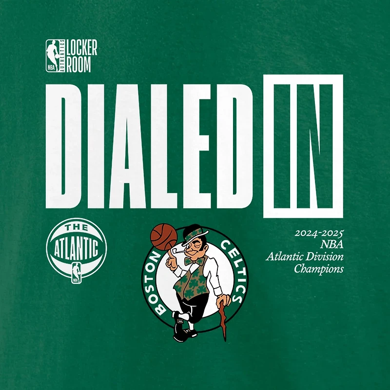 Fanatics Kelly Boston Celtics 2025 Atlantic Division Champions Locker Room T-Shirt