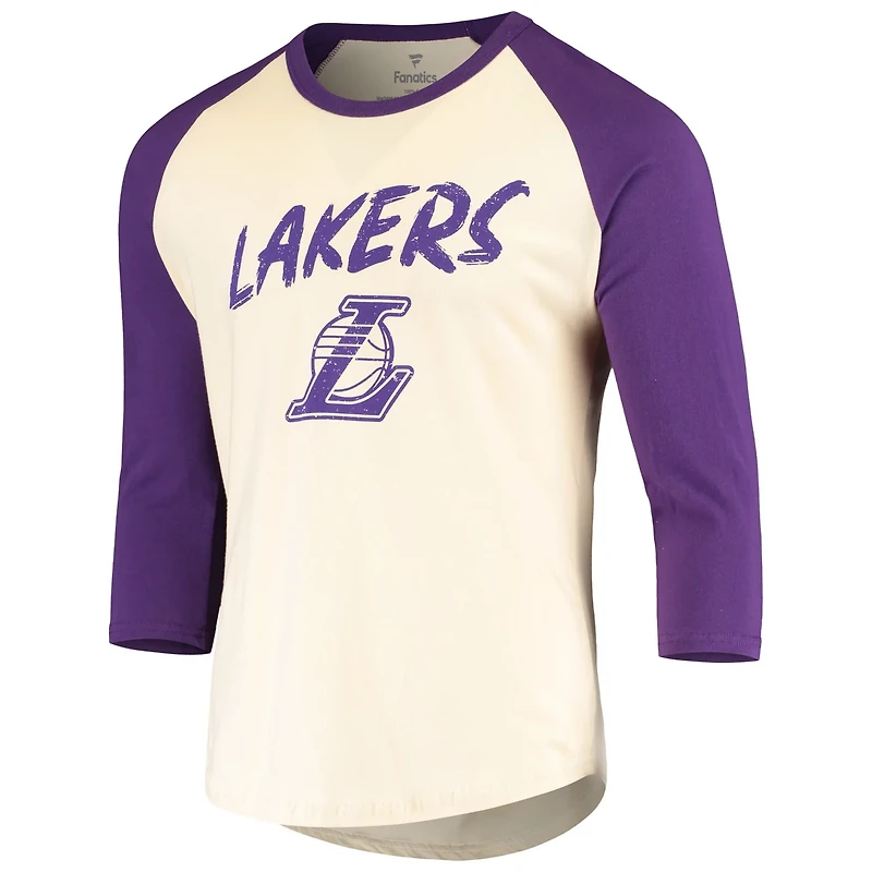 Fanatics LeBron James /Purple Los Angeles Lakers Raglan 3/4 Sleeve T-Shirt