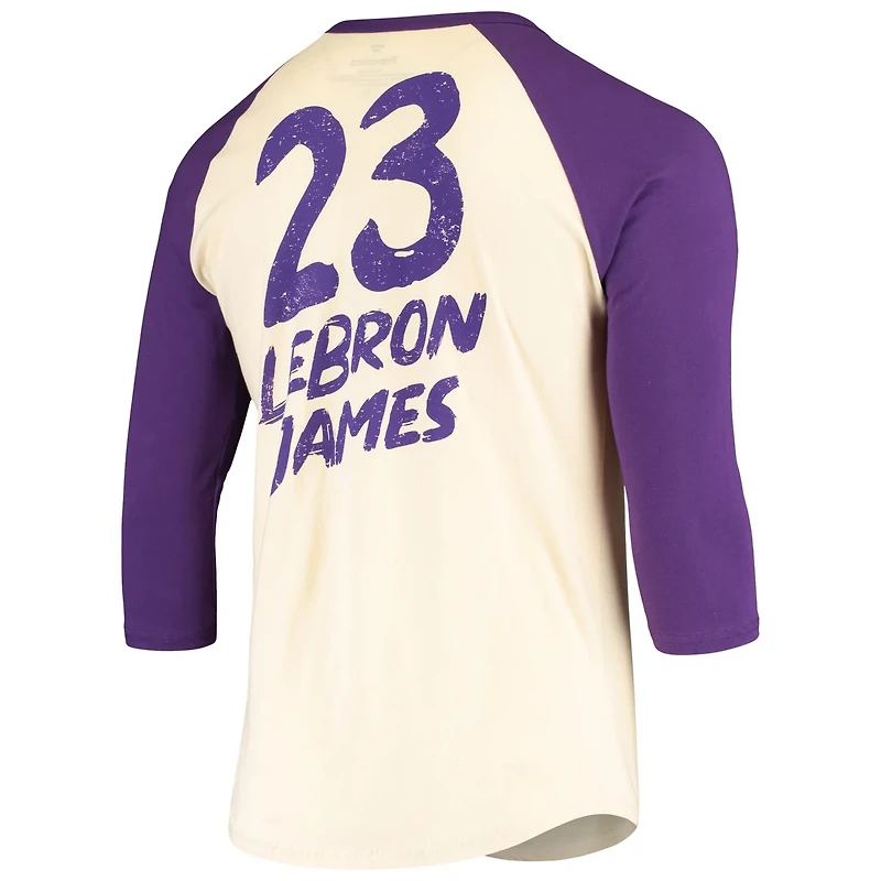 Fanatics LeBron James /Purple Los Angeles Lakers Raglan 3/4 Sleeve T-Shirt
