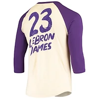 Fanatics LeBron James /Purple Los Angeles Lakers Raglan 3/4 Sleeve T-Shirt