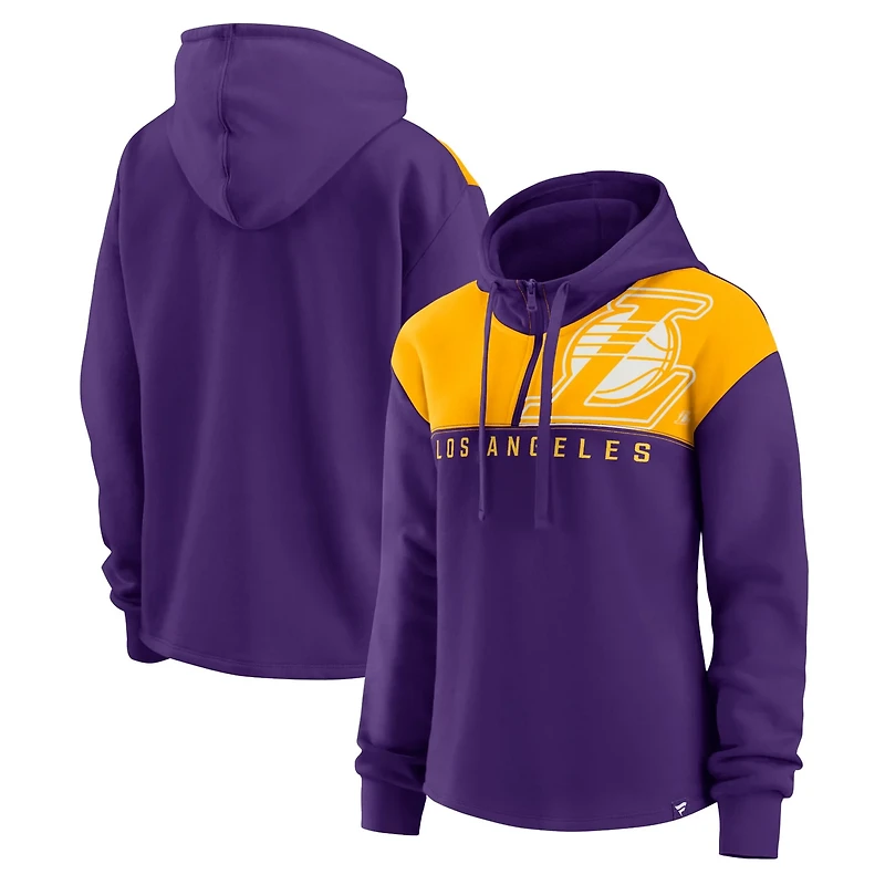 Fanatics Los Angeles Lakers Overslide Quarter-Zip Fleece Hoodie