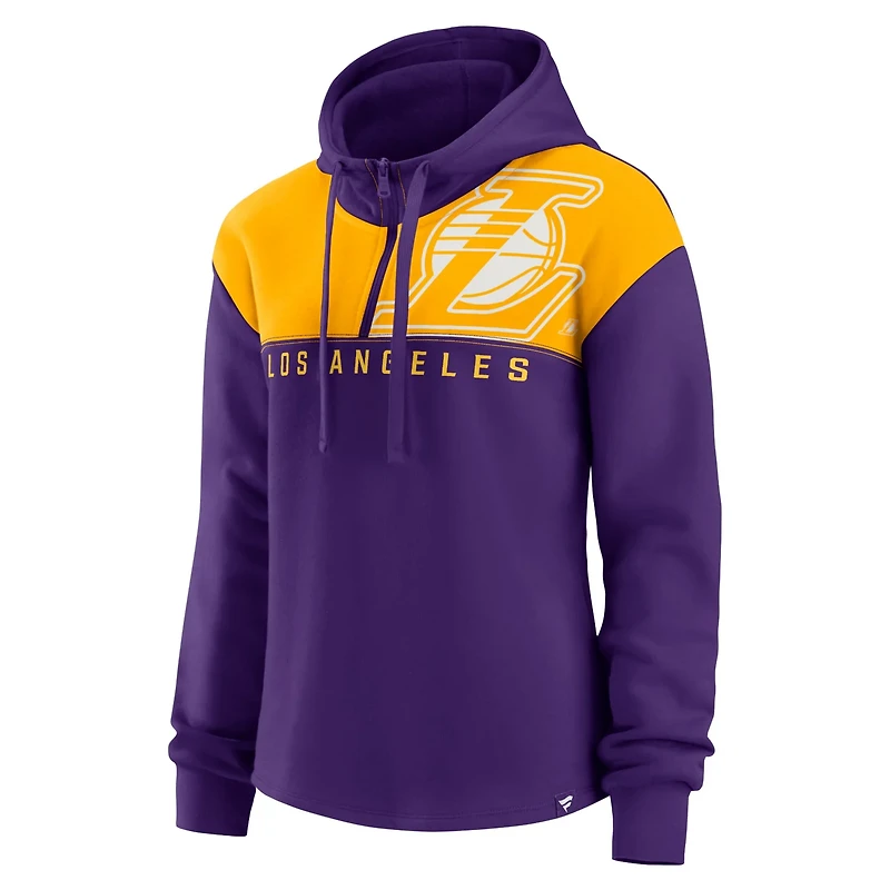 Fanatics Los Angeles Lakers Overslide Quarter-Zip Fleece Hoodie