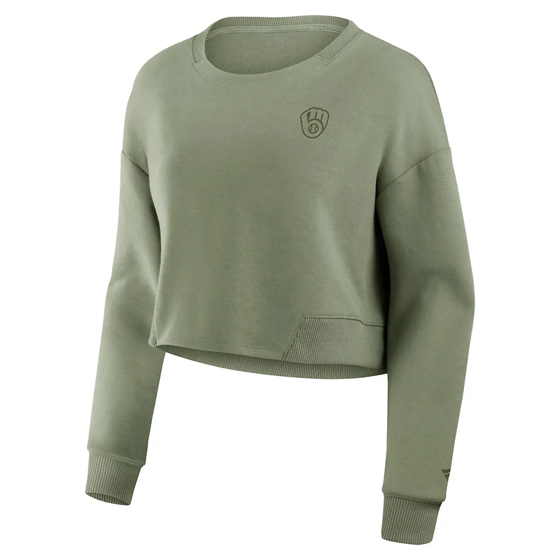 Fanatics Milwaukee Brewers Relax Studio Cropped Pullover Sweatshirt