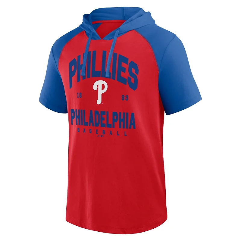 Fanatics Philadelphia Phillies Prime Raglan Short Sleeve Hoodie T-Shirt