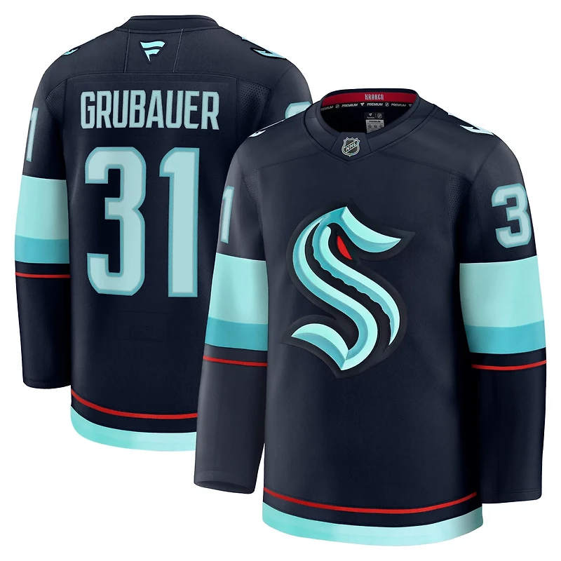 Fanatics Philipp Grubauer Deep Sea Seattle Kraken Home Premium Jersey