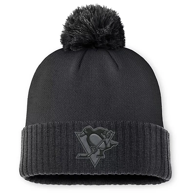 Fanatics Pittsburgh Penguins Authentic Pro Road Cuffed Knit Hat with Pom