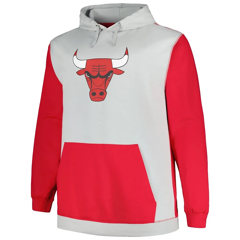 Fanatics /Silver Chicago Bulls Big Tall Primary Arctic Pullover Hoodie