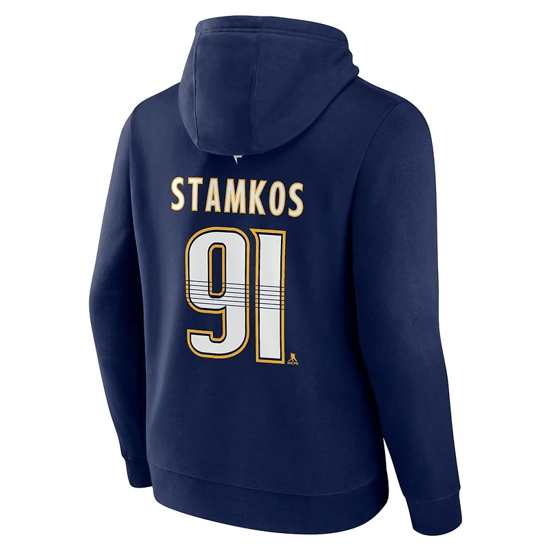 Fanatics Steven Stamkos Nashville Predators Authentic Stack Name Number Tri-Blend Pullover Hoodie