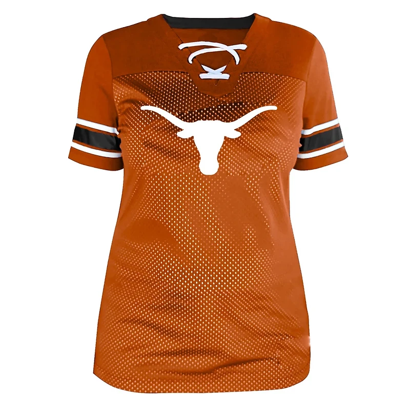 Fanatics Texas Longhorns Plus Mesh Overlay Lace-Up Jersey T-Shirt