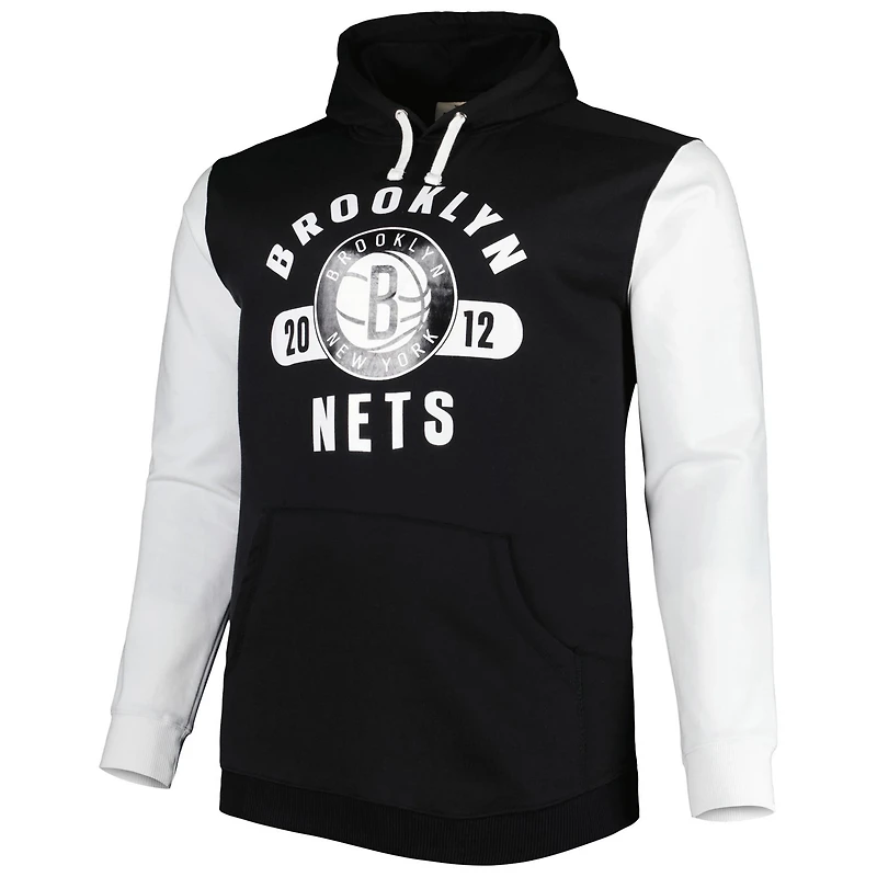 Fanatics /White Brooklyn Nets Big  Tall Bold Attack Pullover Hoodie