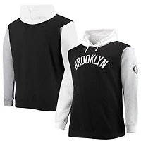 Fanatics /White Brooklyn Nets Big  Tall Double Contrast Pullover Hoodie