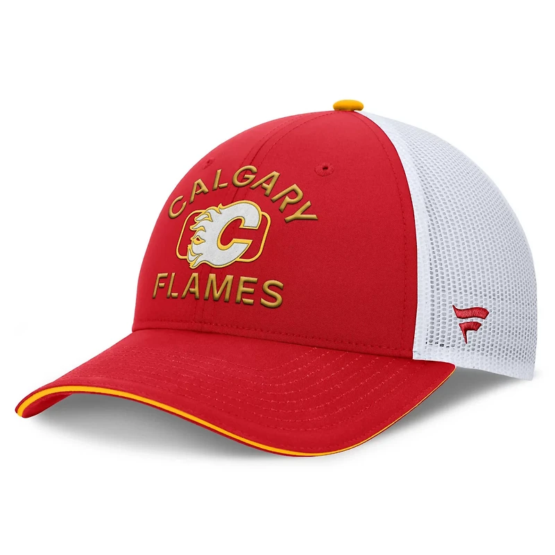 Fanatics White Calgary Flames Authentic Pro Rink Trucker Hat