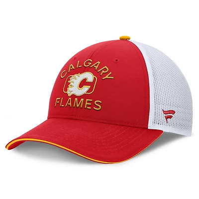 Fanatics White Calgary Flames Authentic Pro Rink Trucker Hat