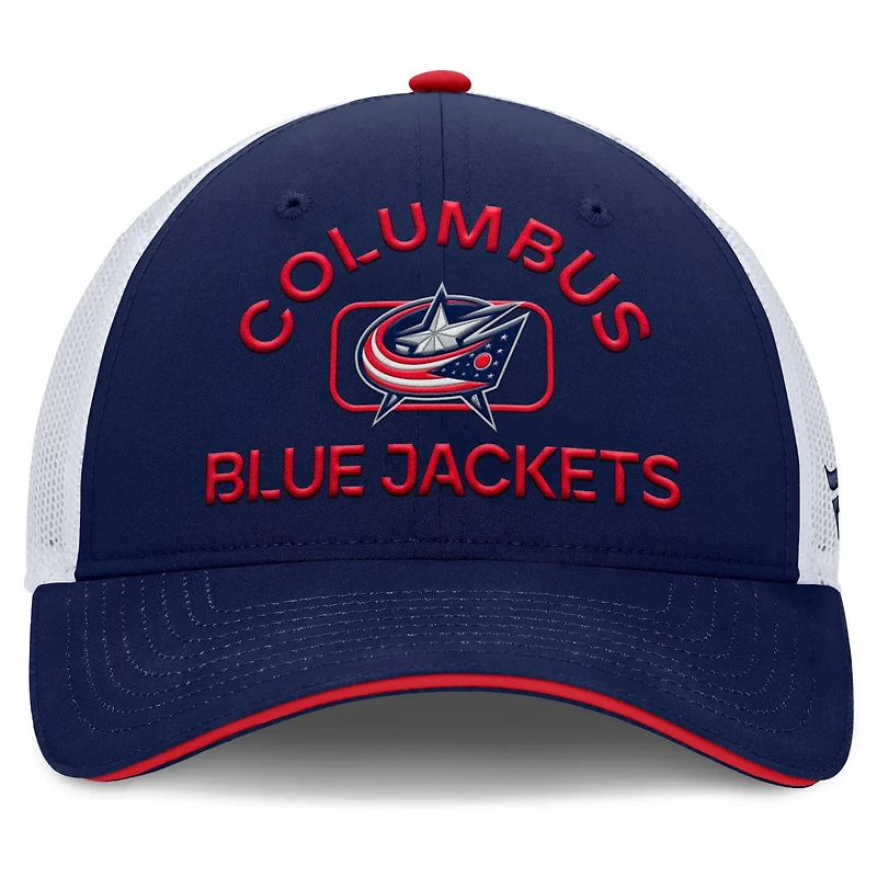 Fanatics White Columbus Blue Jackets Authentic Pro Rink Trucker Hat