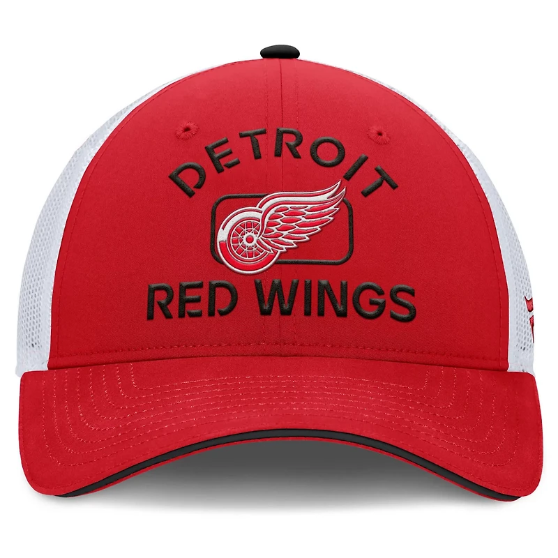 Fanatics White Detroit Wings Authentic Pro Rink Trucker Hat