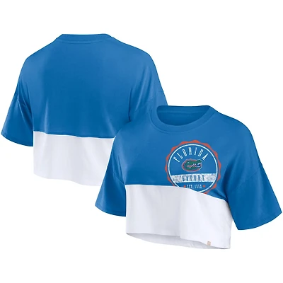 Fanatics White Florida Gators Oversized Badge Colorblock Cropped T-Shirt