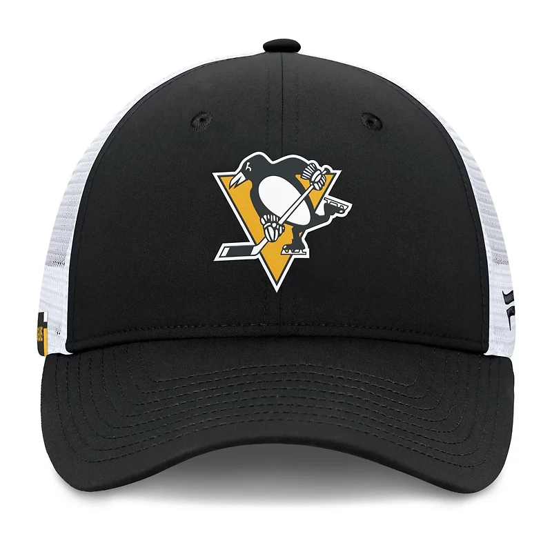 Fanatics White Pittsburgh Penguins Authentic Pro Simple Rink Trucker Adjustable Hat