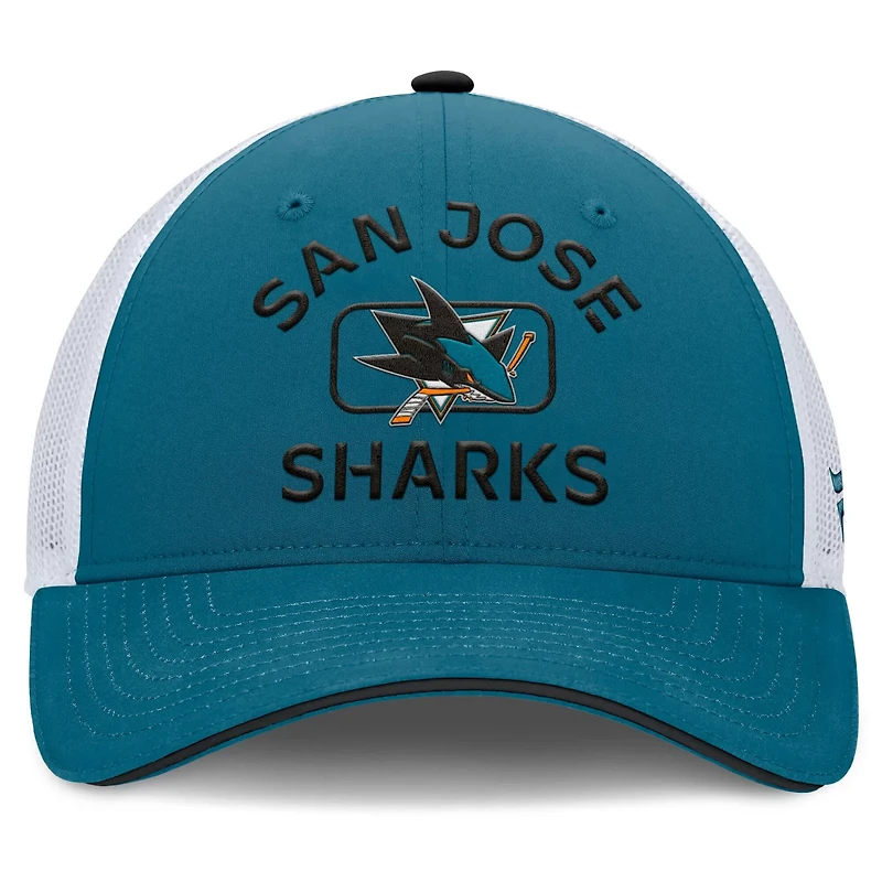Fanatics White San Jose Sharks Authentic Pro Rink Trucker Hat