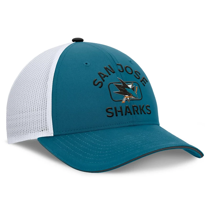 Fanatics White San Jose Sharks Authentic Pro Rink Trucker Hat