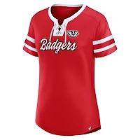 Fanatics Wisconsin Badgers Iconic Athena Lace-Up T-Shirt