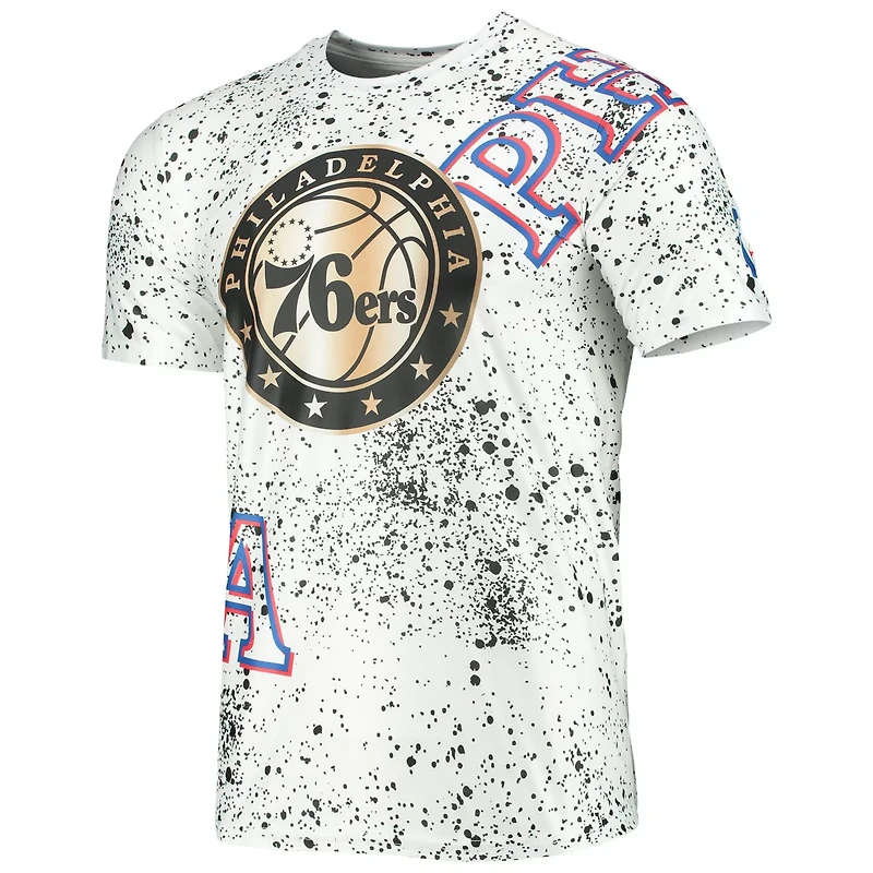 FISLL Philadelphia 76ers Gold Foil Splatter Print T-Shirt