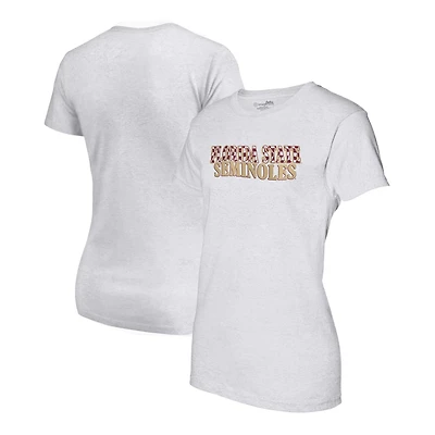 Florida State Seminoles Checkered Team Name Wavy Tri-Blend T-Shirt