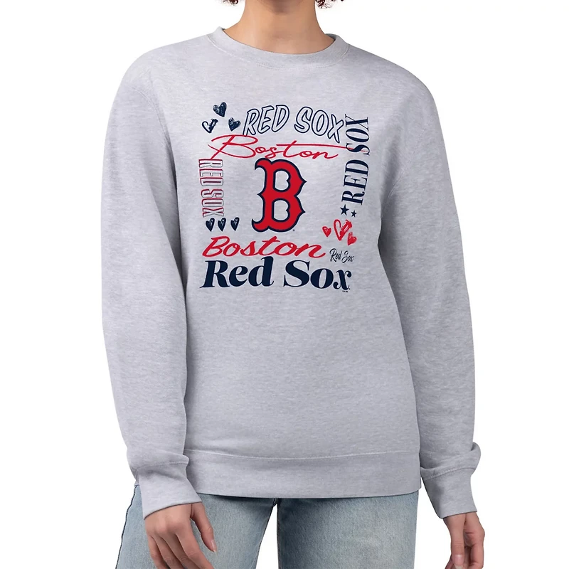 G-III 4Her by Carl Banks Boston Sox Collage Team Graphic Fleece Pullover Hoodie