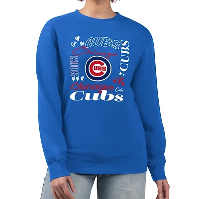 G-III 4Her by Carl Banks Chicago Cubs Collage Team Graphic Fleece Pullover Hoodie