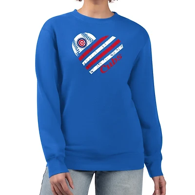 G-III 4Her by Carl Banks Chicago Cubs Heart Logo Fleece Pullover Sweatshirt