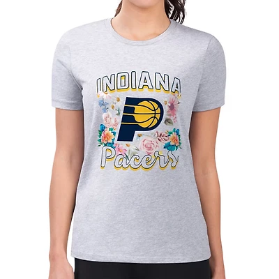 G-III 4Her by Carl Banks Indiana Pacers Super-Slim Fit Lightweight Flowers Team Logo Graphic T-Shirt