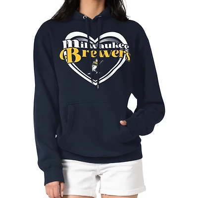 G-III 4Her by Carl Banks Milwaukee Brewers Double Heart Fleece Pullover Hoodie