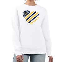 G-III 4Her by Carl Banks Milwaukee Brewers Heart Logo Fleece Pullover Sweatshirt