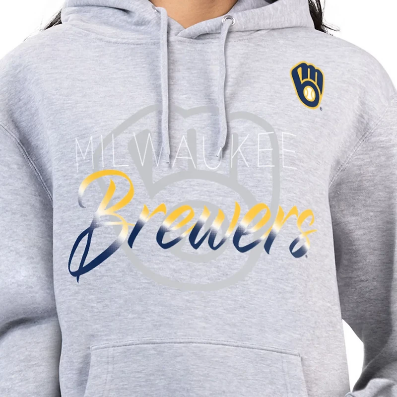G-III 4Her by Carl Banks Milwaukee Brewers Shadow Logo Graphic Pullover Hoodie