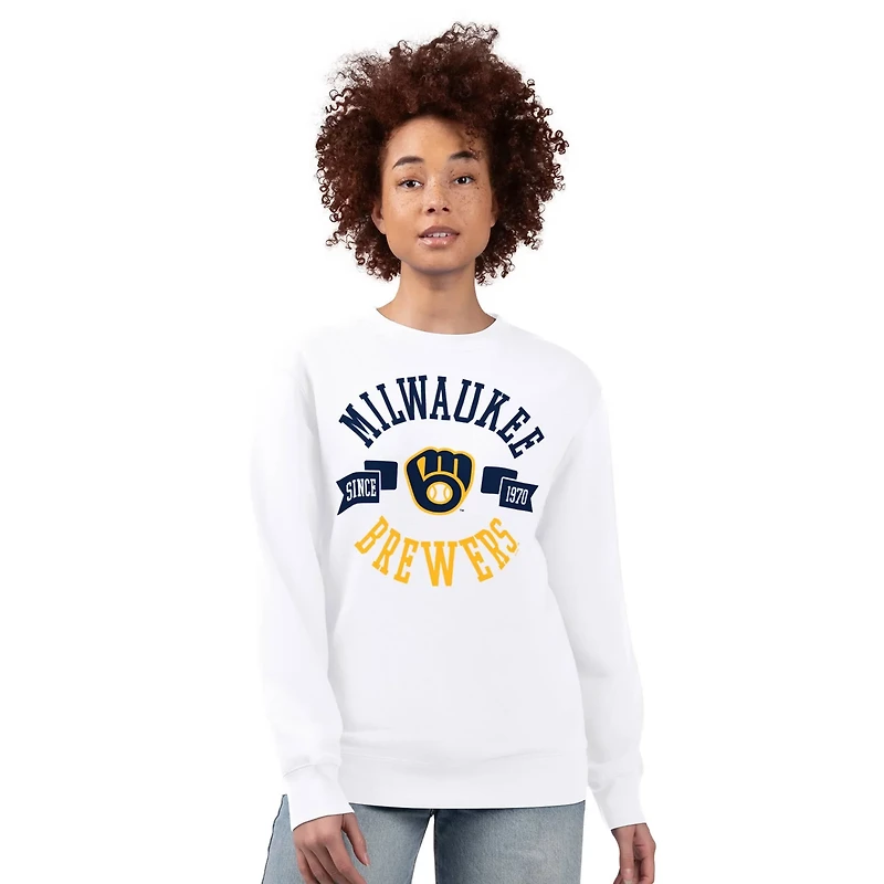 G-III 4Her by Carl Banks Milwaukee Brewers Team Logo Fleece Pullover Sweatshirt