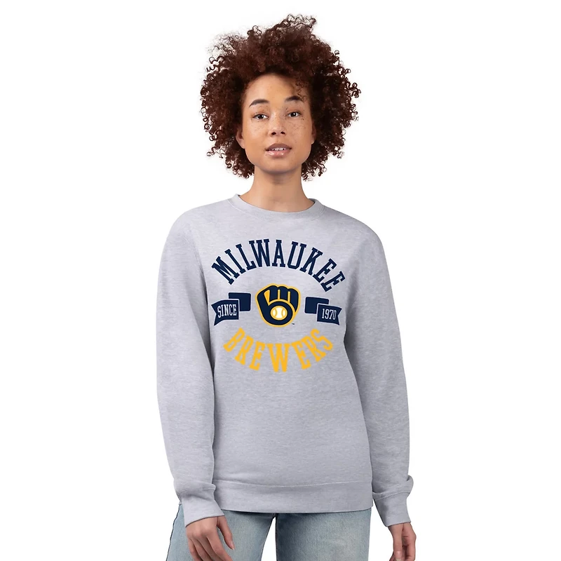 G-III 4Her by Carl Banks Milwaukee Brewers Team Logo Fleece Pullover Sweatshirt