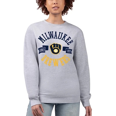 G-III 4Her by Carl Banks Milwaukee Brewers Team Logo Fleece Pullover Sweatshirt