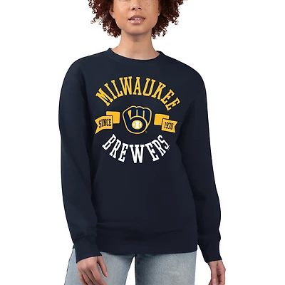 G-III 4Her by Carl Banks Milwaukee Brewers Team Logo Fleece Pullover Sweatshirt