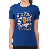 G-III 4Her by Carl Banks New York Knicks Super-Slim Fit Lightweight Flowers Team Logo Graphic T-Shirt
