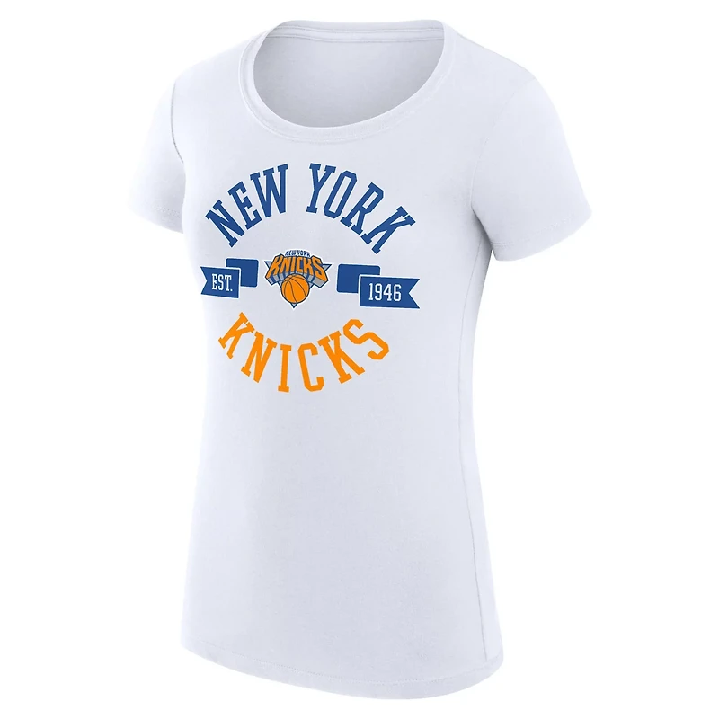 G-III 4Her by Carl Banks New York Knicks Super-Slim Fit Lightweight Large City Logo T-Shirt